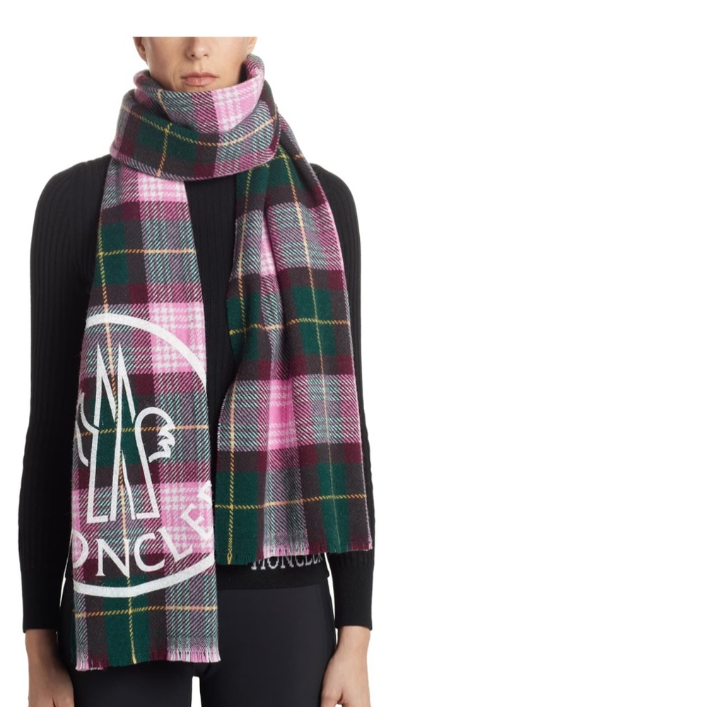 Moncler Tartan Plaid Wool Blend scarf - Picture 1 of 1
